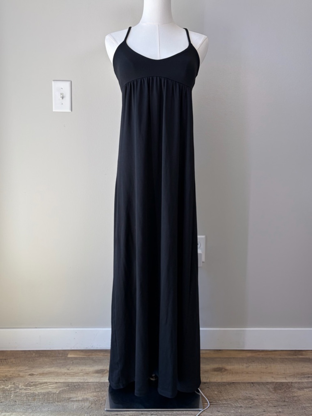 Susana Monaco Black Maxi Slip Dress with Thin Straps